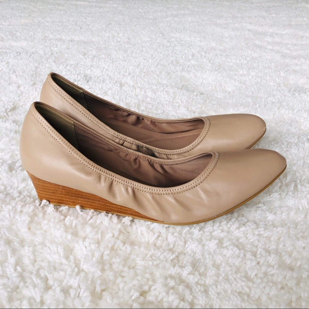 Beige ballet wedges